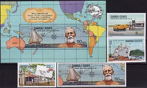 Самоа и Сисифо, 1974, 100 лет ВПС, Транспорт, 4 марки, блок